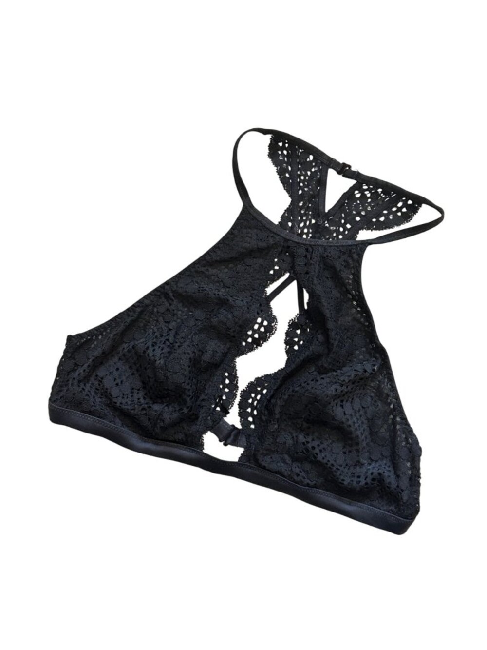 Victorias Secret Womens Medium Black Lace Halter Bralette 1998